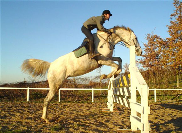 A rider exercising with Total Contact saddle